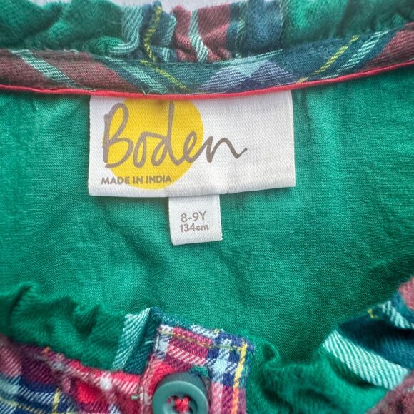 MINI BODEN Plaid Drop Waist Dress Girls 8-9 Cozy Winter Tartan Holiday Cotton - Picture 6 of 7